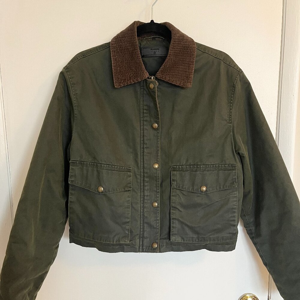 Blank NYC Olive Utility Jacket with Corduroy Collar – Size M